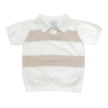 Boy | Bennet White And Beige Cotton Knit Polo Shirt