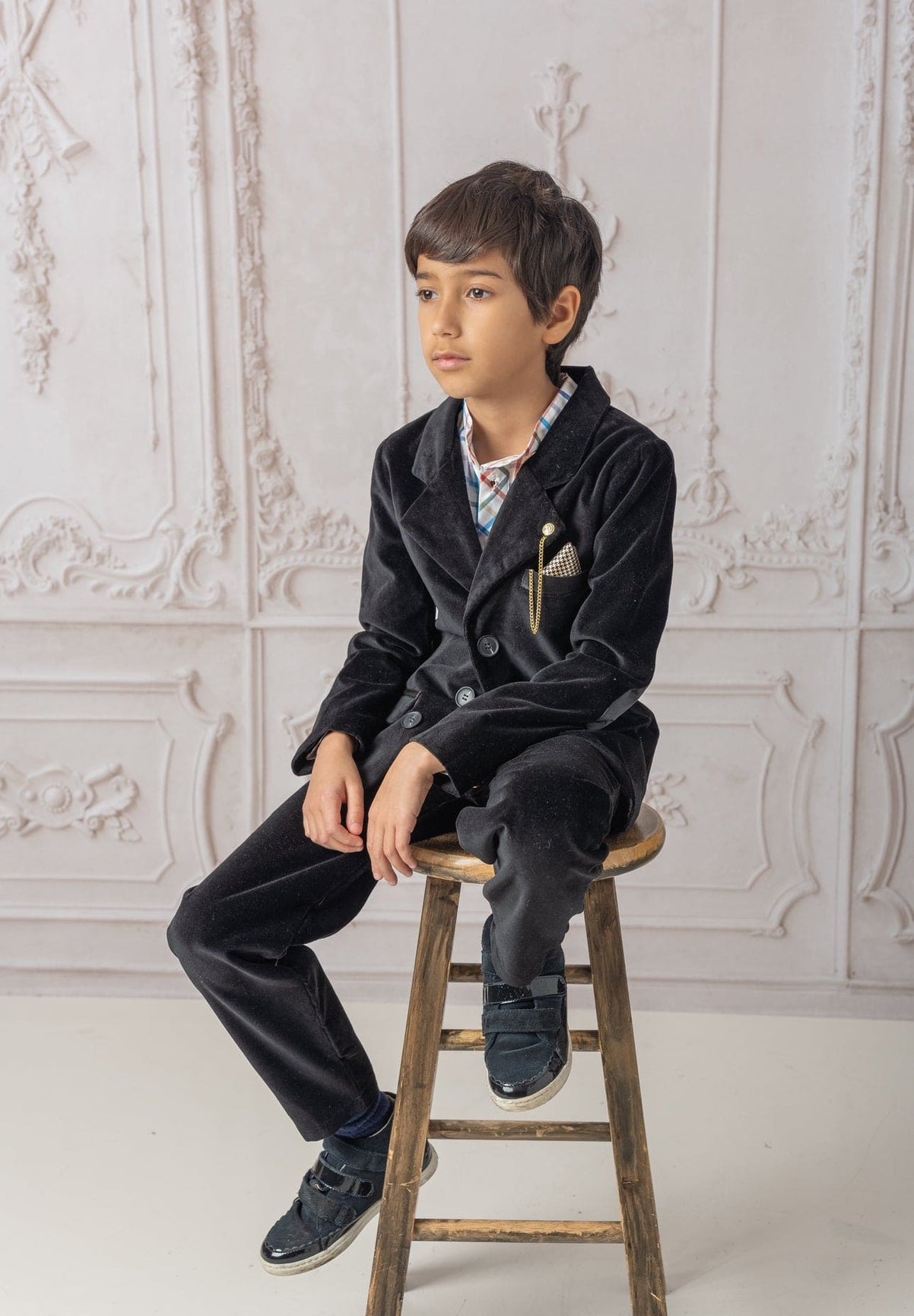 Boy | Charlie Velour Tuxedo Pants | Black