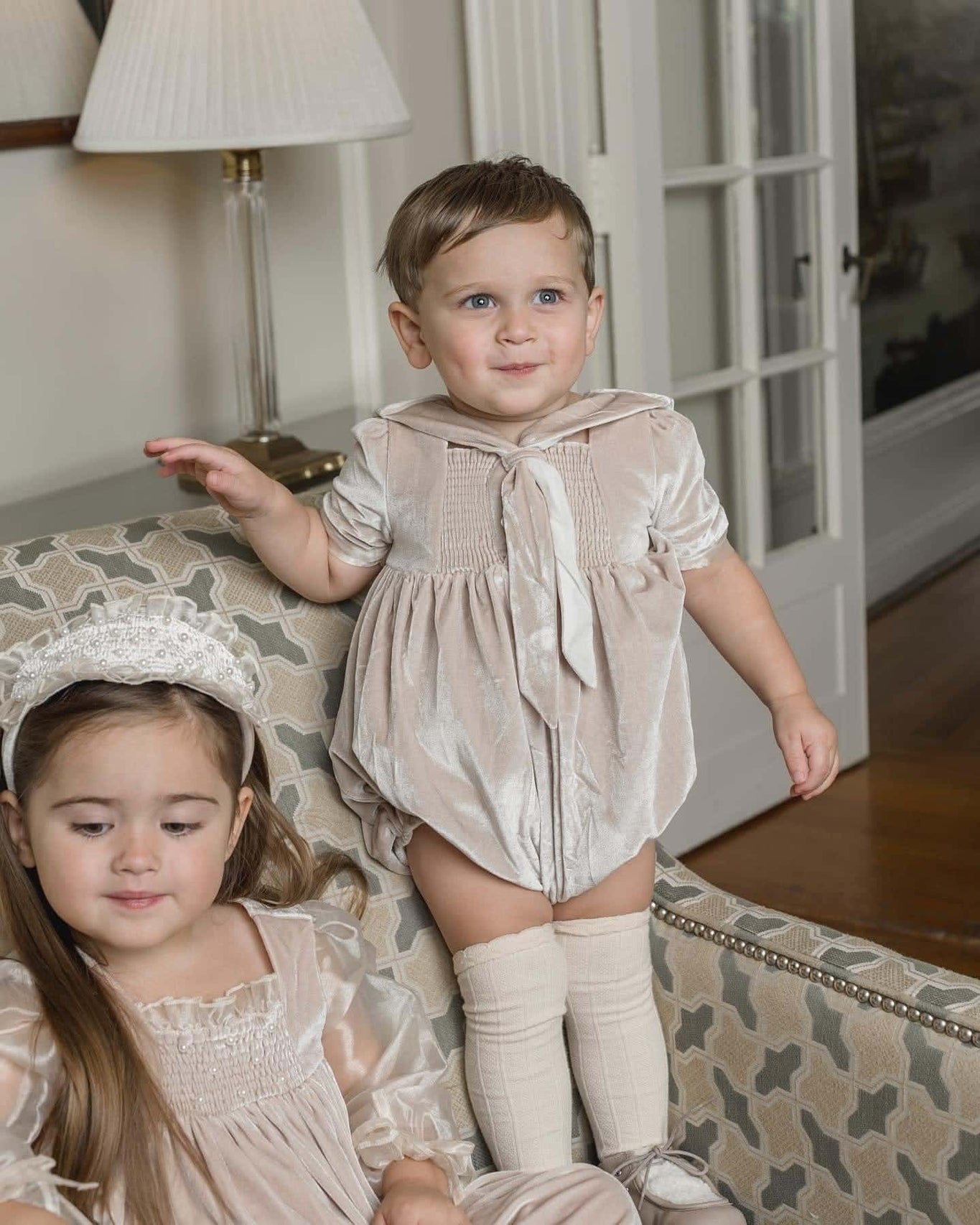 Boy | Helenus Velour Romper | Beige