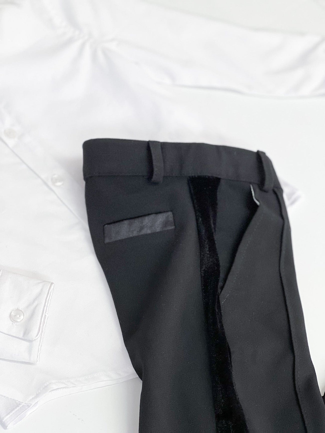 Boy | Tuxedo Shirt and Pants Set | White x Black