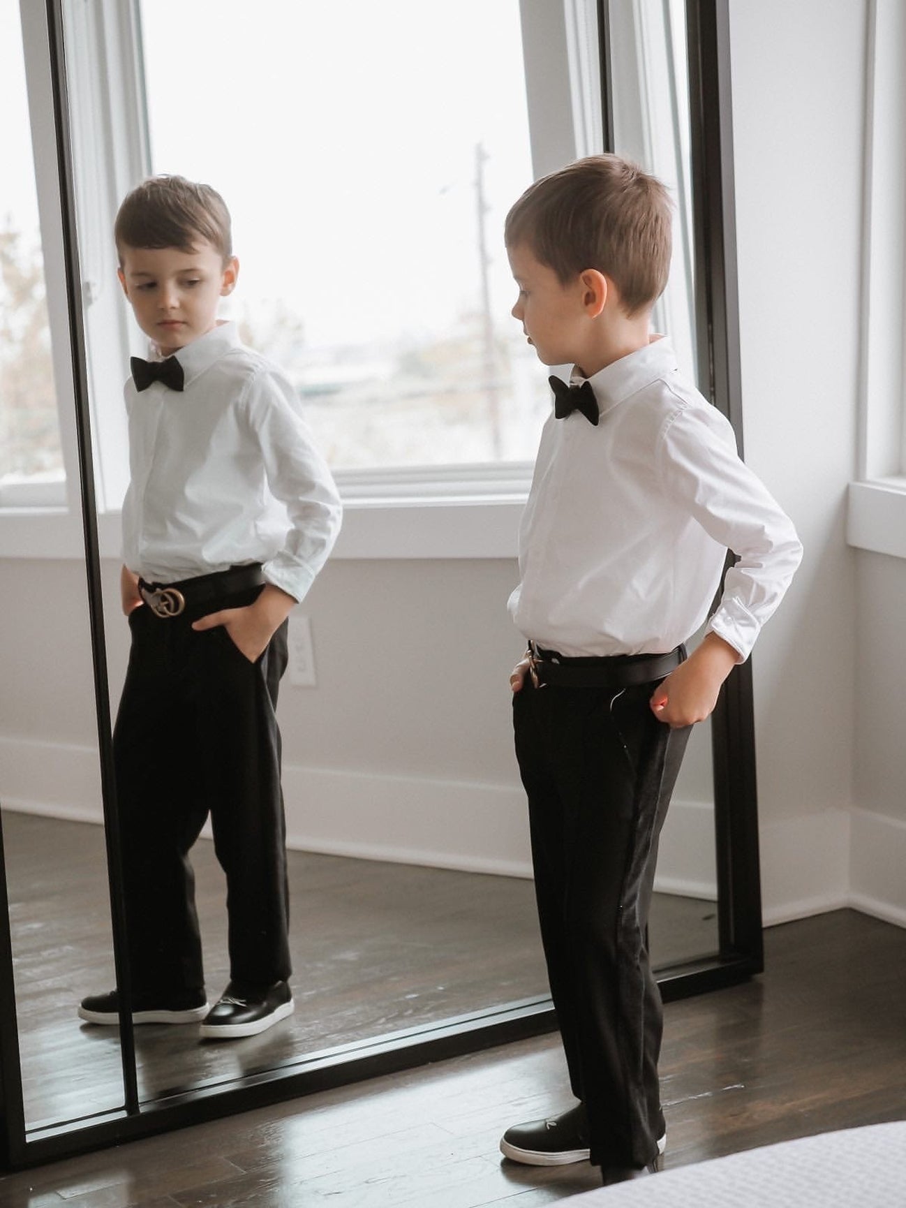 Boy | Tuxedo Shirt and Pants Set | White x Black
