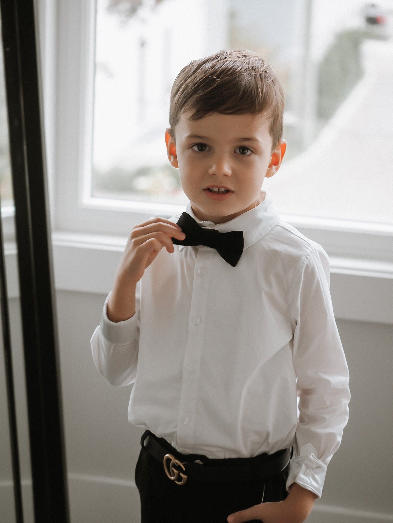 Boy | Tuxedo Shirt and Pants Set | White x Black