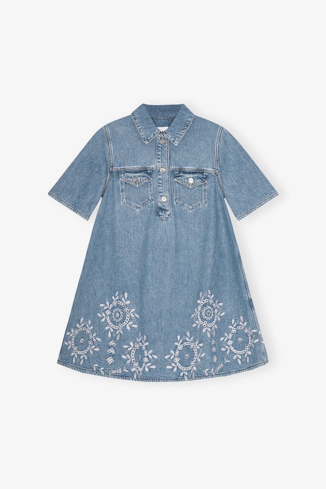 Broderie Anglaise Mini Dress | Light Blue Stone