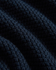 Broken Rib Long Sleeve Polo | Navy