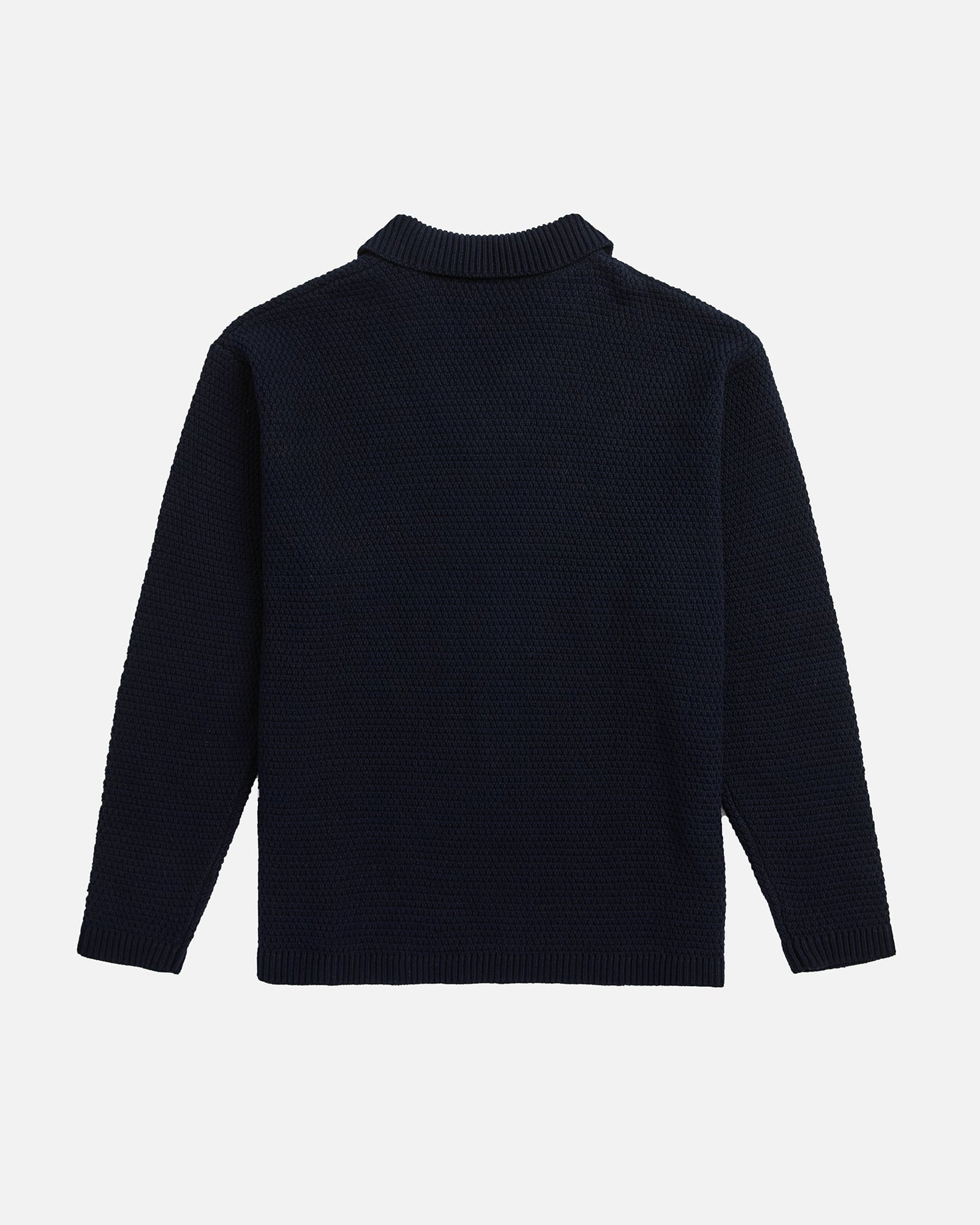 Broken Rib Long Sleeve Polo | Navy