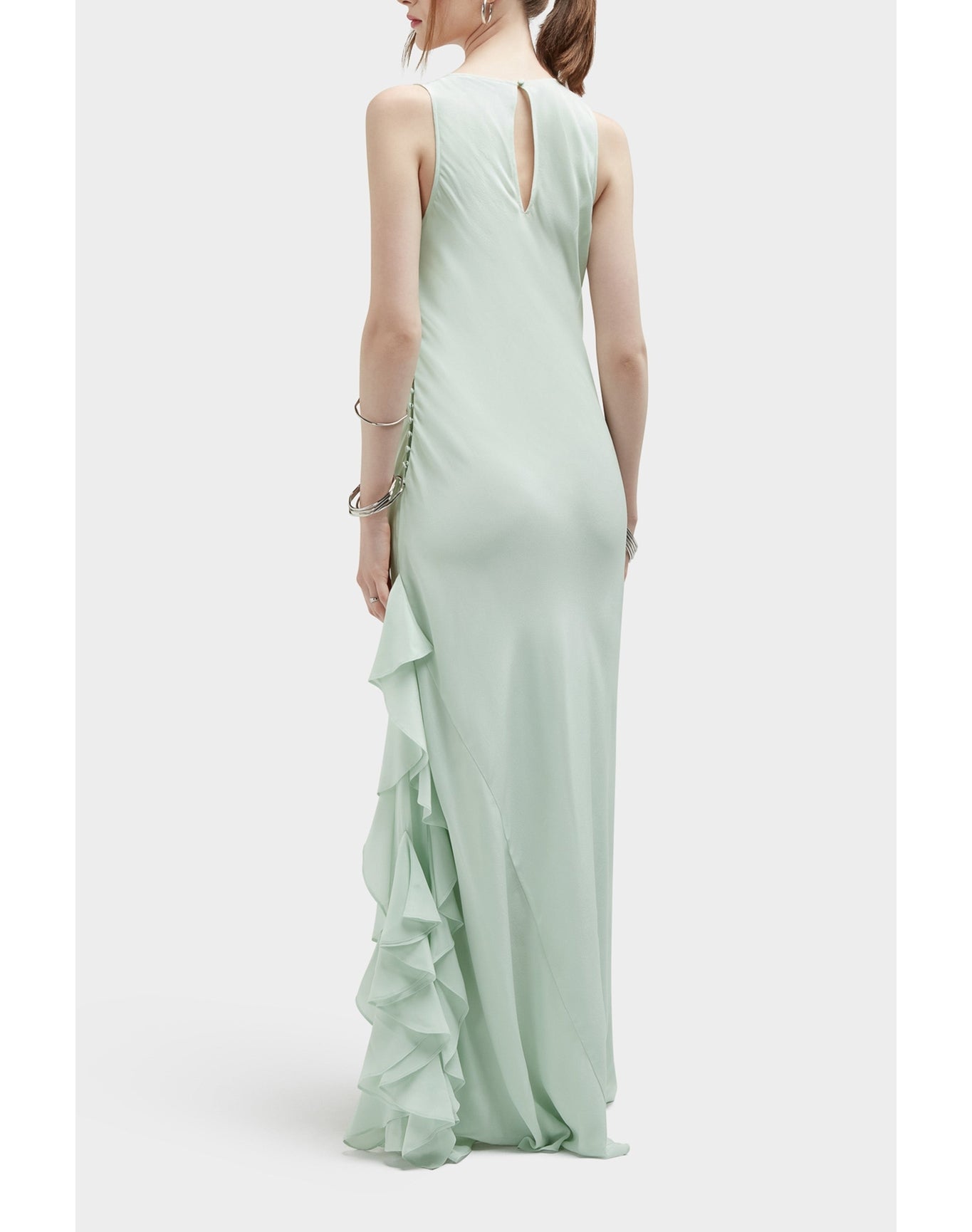 Bronwin Silk Silk Ruffle Detail Gown | Sea Green