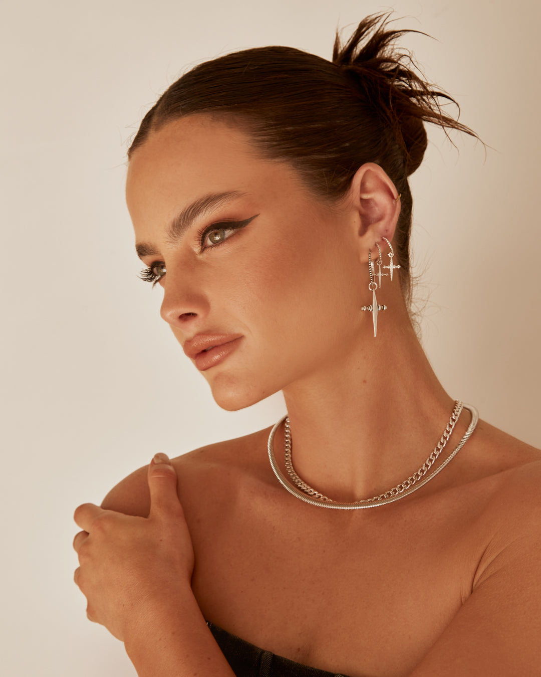 Cross Hoops | Silver Ox