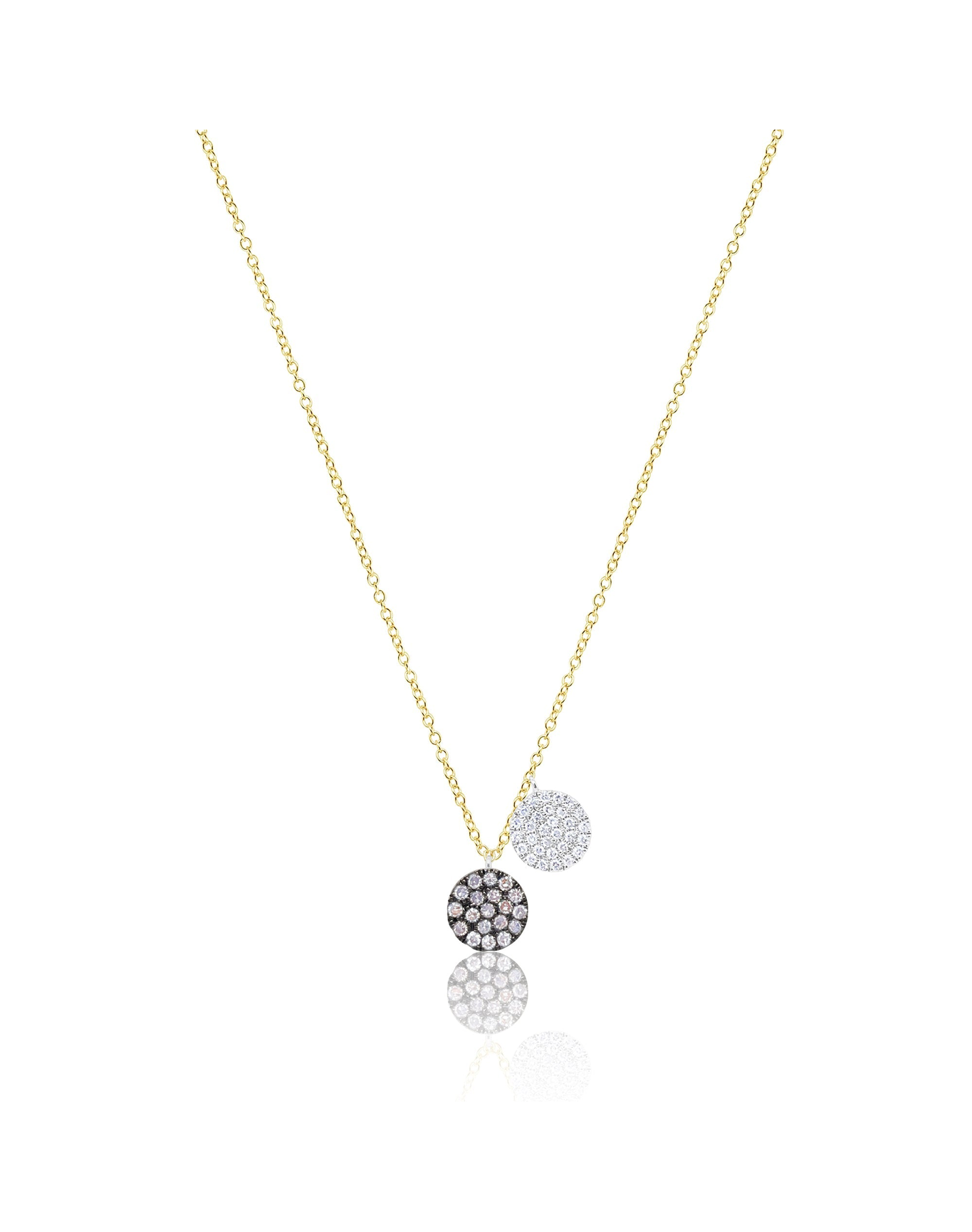 Brown Diamond White Diamond Disc Necklace | Yellow Gold
