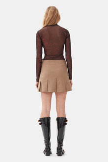 Brown Drapey Melange Mini Skirt | Tiger's Eye
