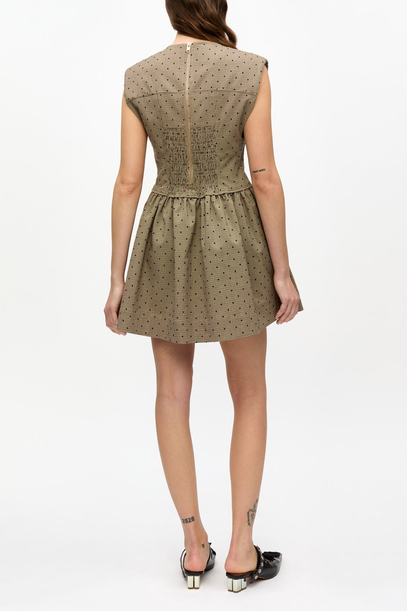 Brown Flock Suiting Corset Mini Dress | Tiger's Eye
