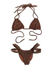 Casey Triangle Top | Brown Glitter