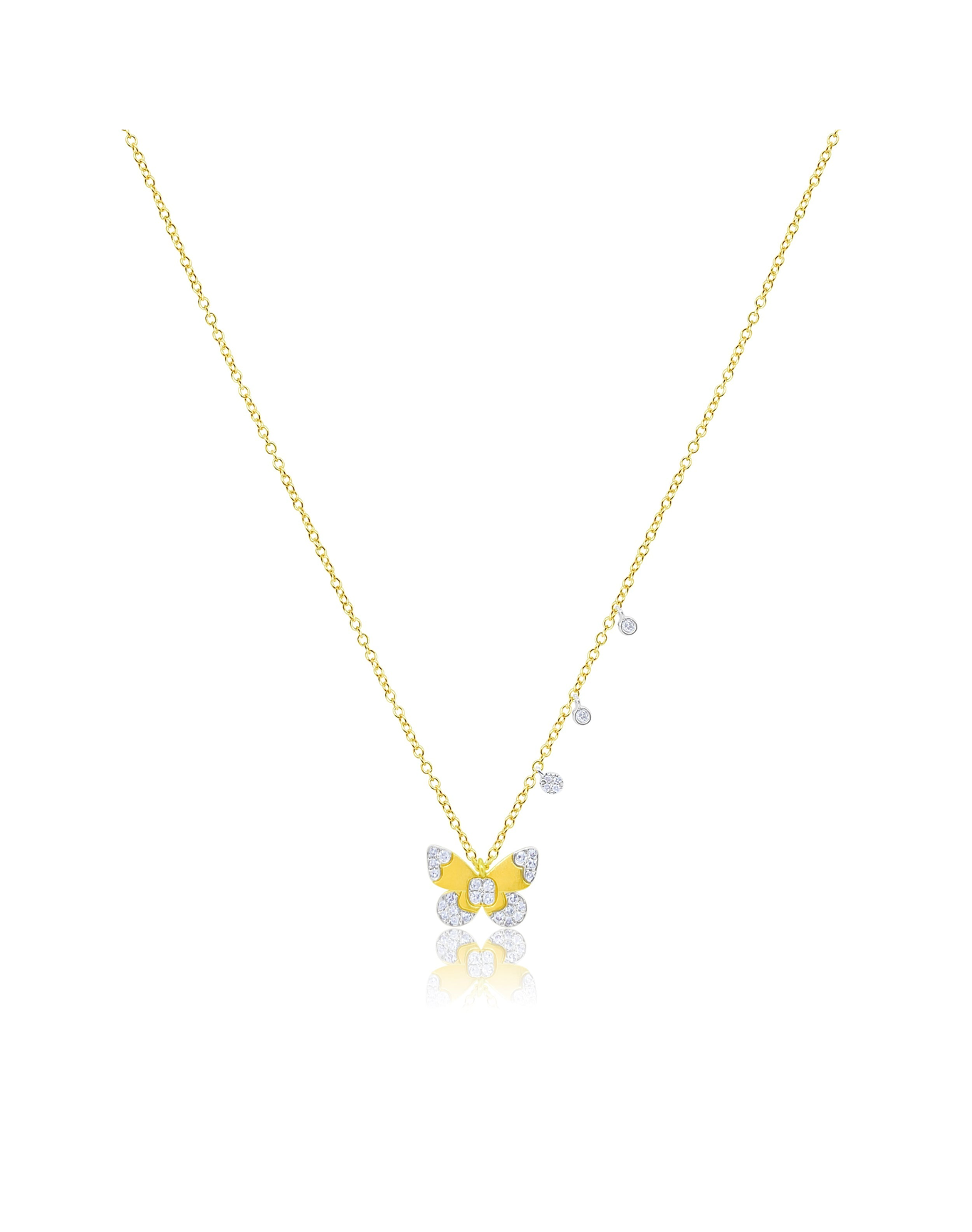 Brushed Butterfly Diamond Necklace | 14k Yellow Gold