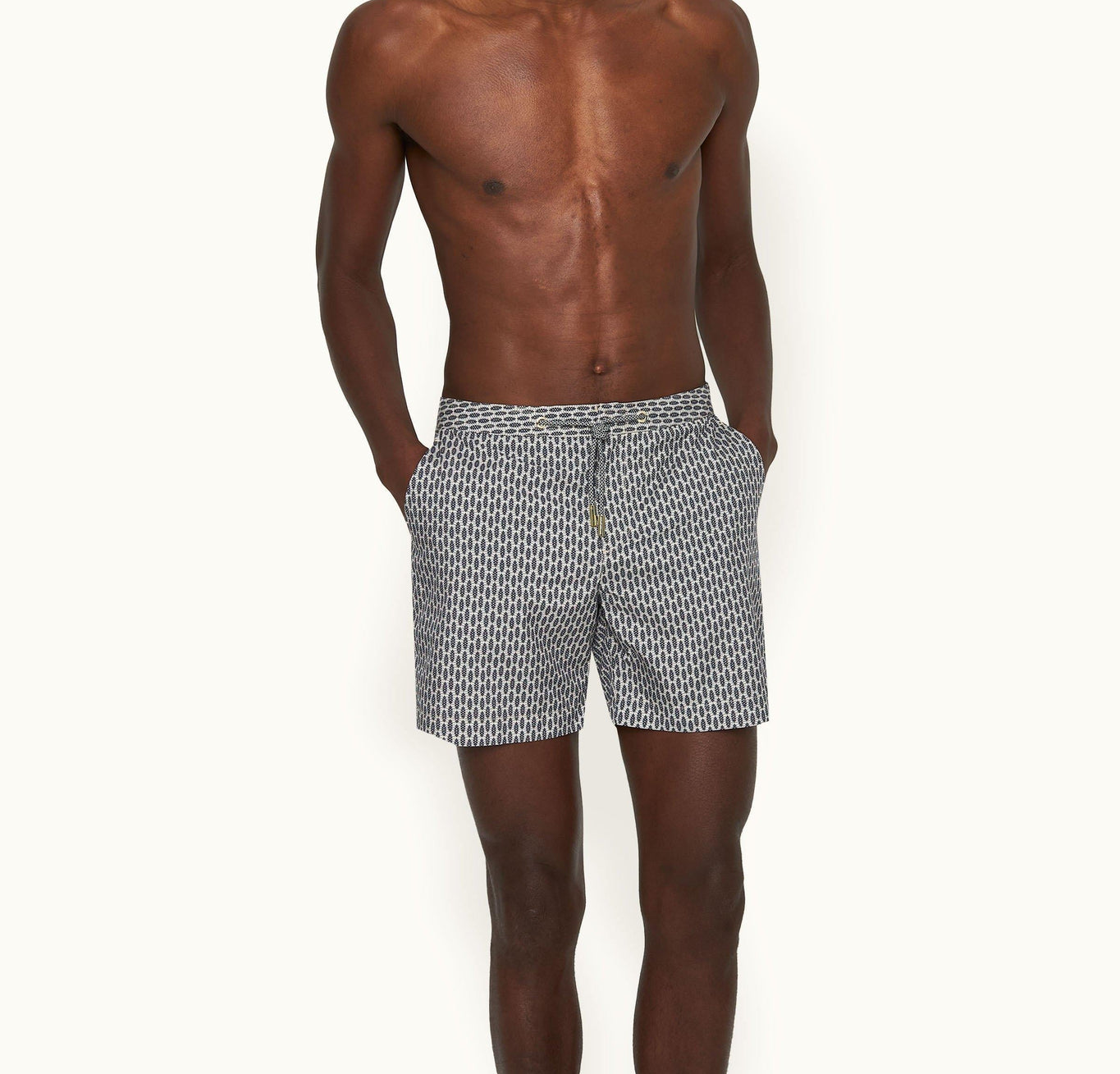 Bulldog Drawcord Perez Print Mid-Length Drawcord Swim Shorts | Chai
