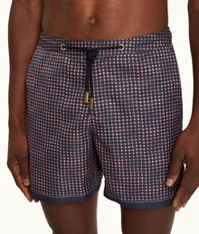 Bulldog Drawcord Tiescape Print Mid-Length Drawcord Swim Shorts | Azul Blue/Firestone