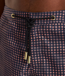 Bulldog Drawcord Tiescape Print Mid-Length Drawcord Swim Shorts | Azul Blue/Firestone