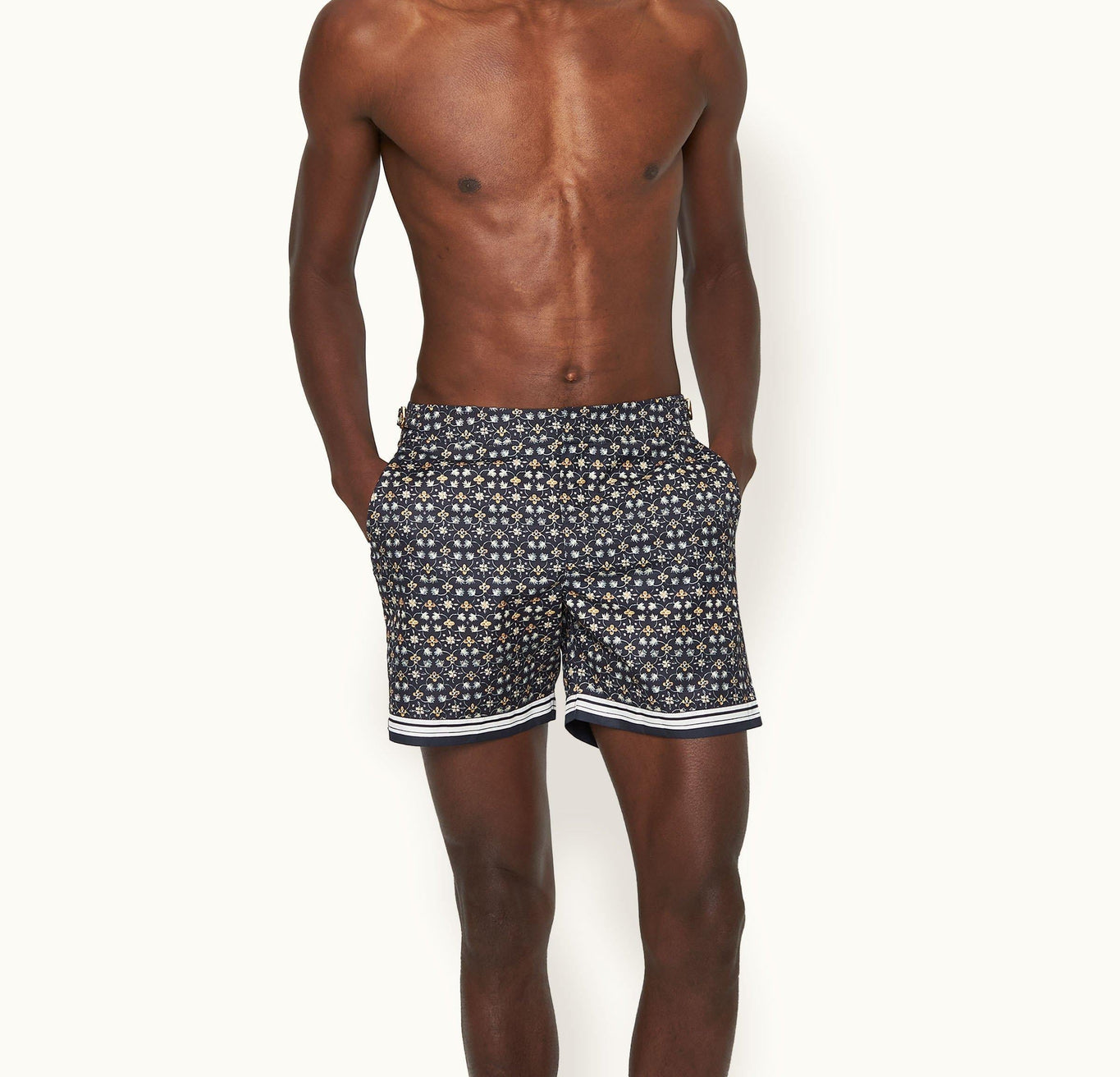 Bulldog Fiore Print Mid-Length Swim Shorts | Night Iris