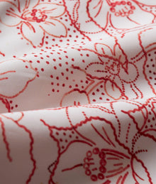 Bulldog Floral Nouveau Print Mid-Length Swim Shorts Woven | Summer Red/White Sand