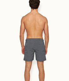 Bulldog Geo Pointpart Mid-Length Swim Shorts | Midnight Navy/White