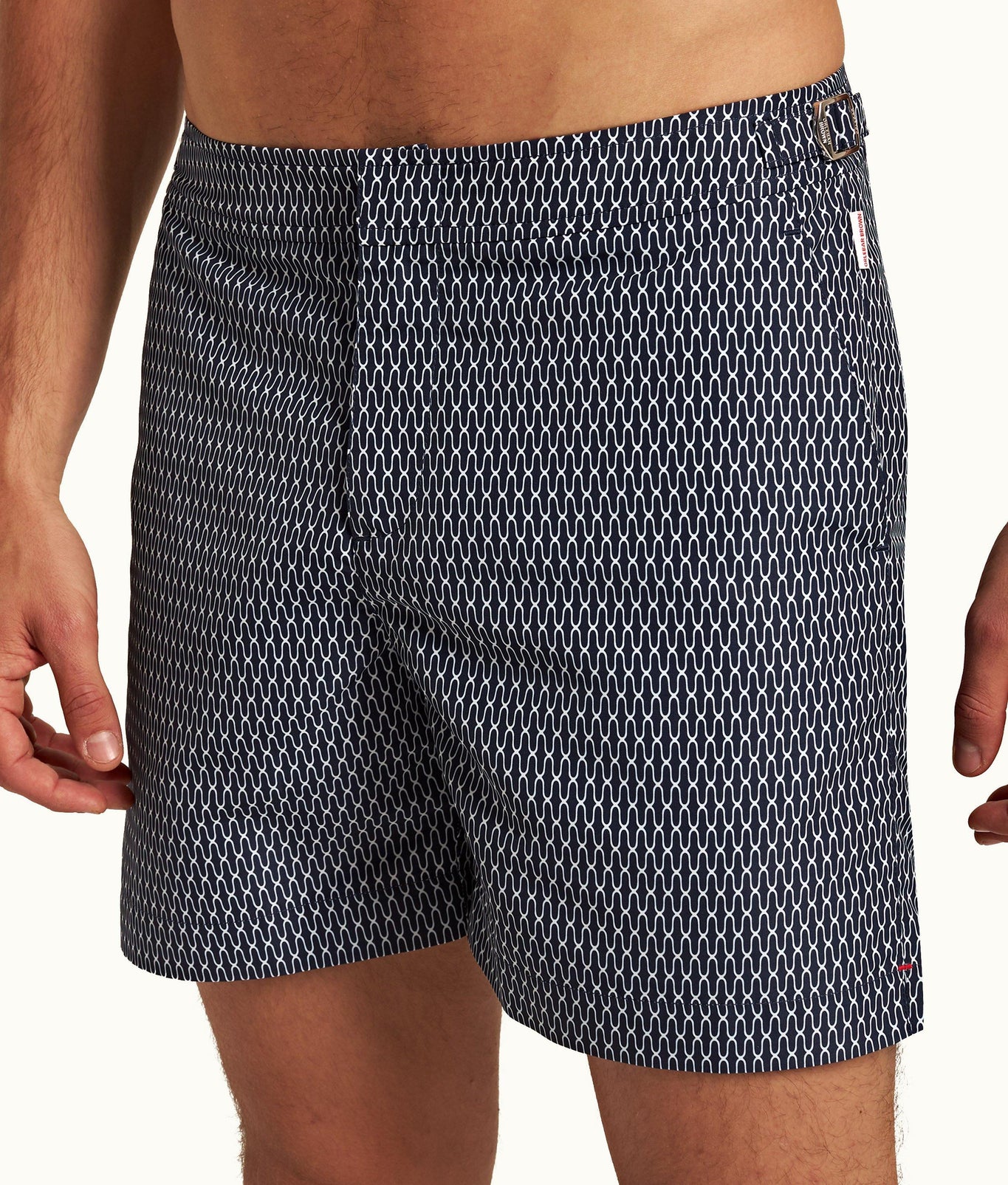 Bulldog Geo Pointpart Mid-Length Swim Shorts | Midnight Navy/White