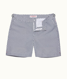 Bulldog Geo Pointpart Mid-Length Swim Shorts | White/Midnight Navy