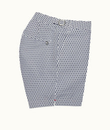 Bulldog Geo Pointpart Mid-Length Swim Shorts | White/Midnight Navy