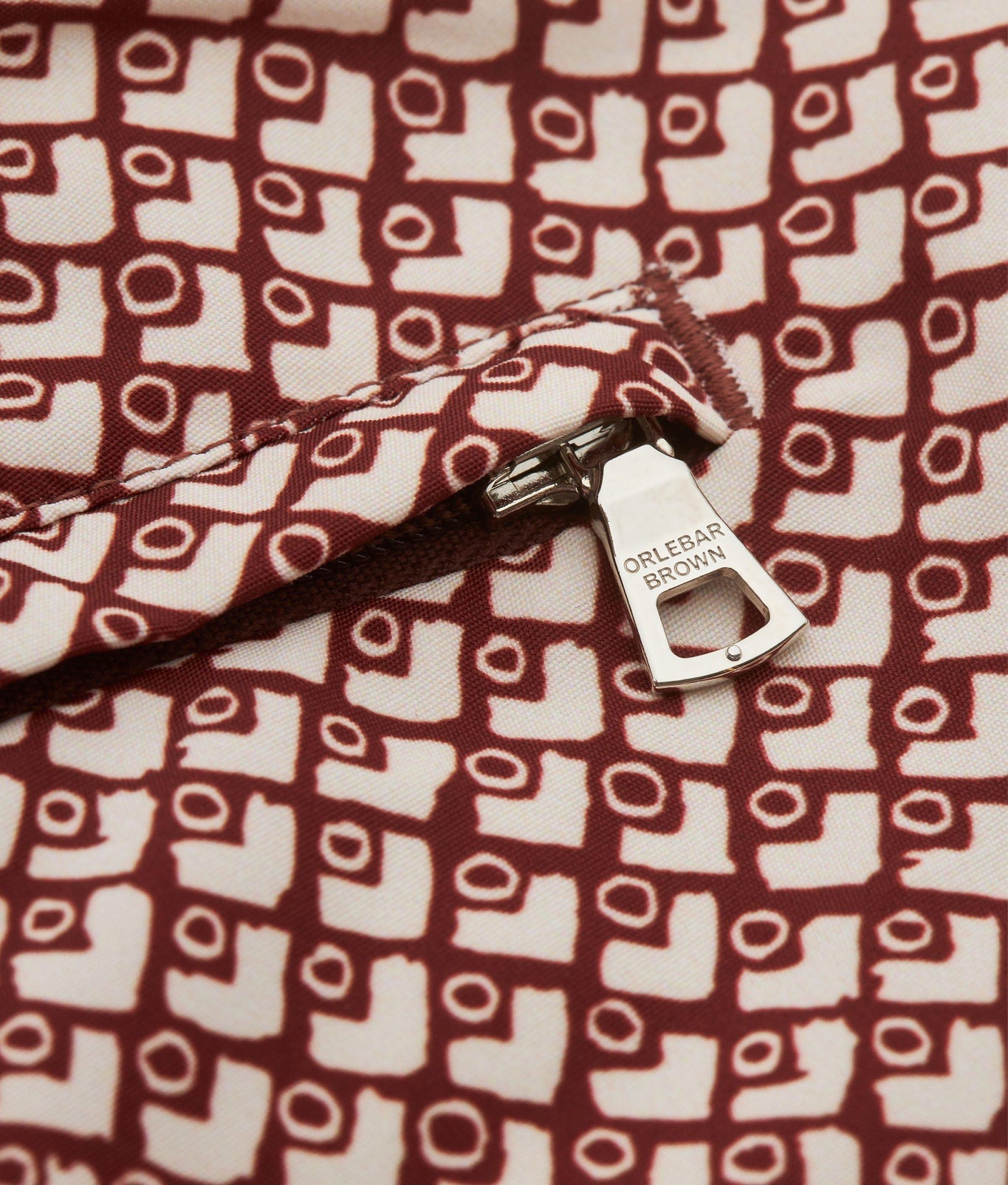 Bulldog Geo Print Mid-Length Swim Shorts | Copper Red/White Sand