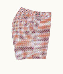 Bulldog Geo Print Mid-Length Swim Shorts Woven | Summer Red/White Sand