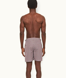 Bulldog Geo Tela Mid-Length Swim Shorts | Vermillion