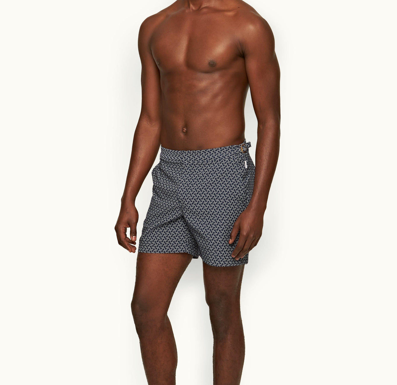 Bulldog Geometric Orb Jacquard Mid-Length Swim Shorts | Night Iris/White Sand