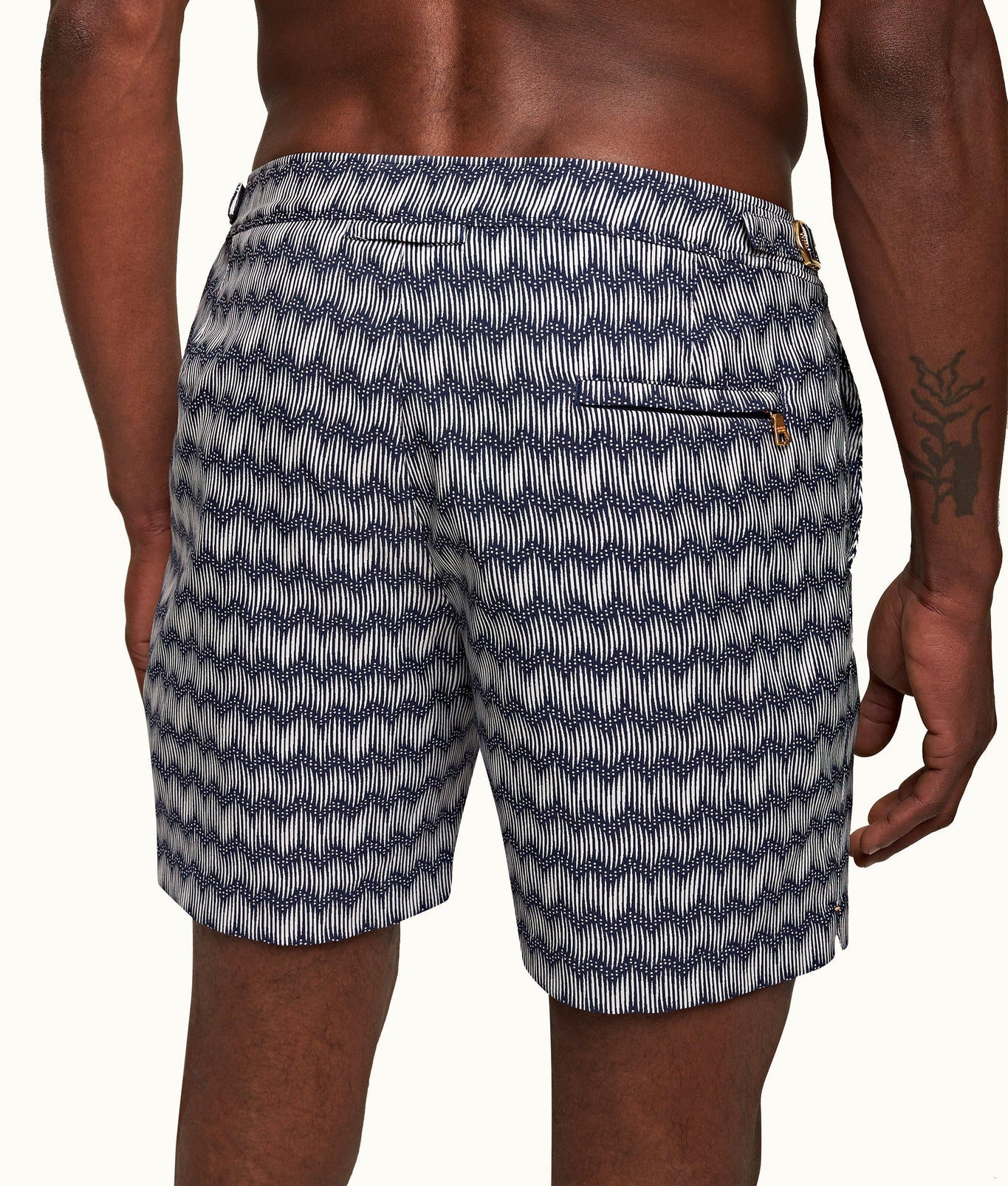 Bulldog Jacquard Chevron Mid-Length Swim Shorts | Night Iris/White