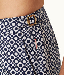 Bulldog Jacquard Domi Jacquard Mid-Length Swim Shorts Woven | Night Iris/White Sand