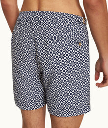 Bulldog Jacquard Domi Jacquard Mid-Length Swim Shorts Woven | Night Iris/White Sand