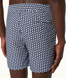 Bulldog Jacquard Flutter Jacquard Mid-Length Swim Shorts Woven | Night Iris/White Sand