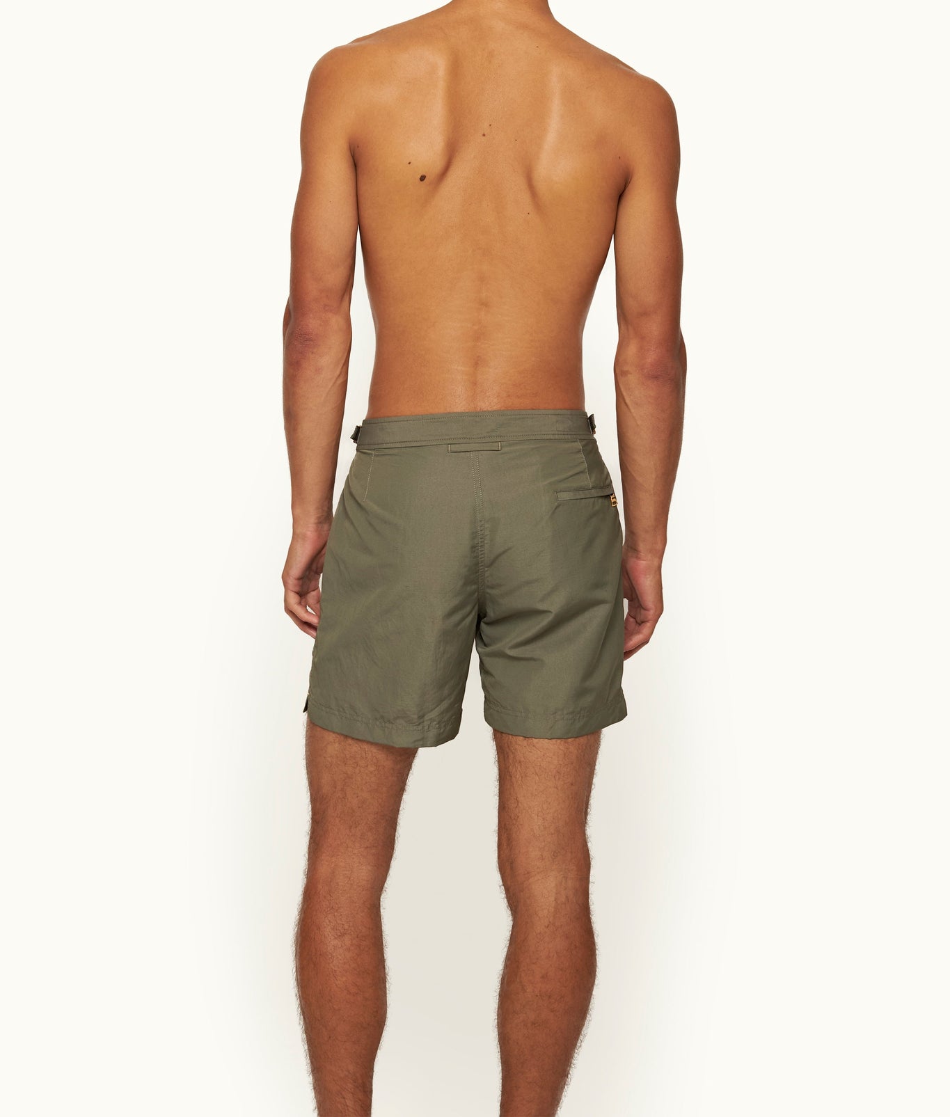Bulldog Linen Mid-Length Tape Stripe Linen Blend Swim Shorts | Khaki/Stripe