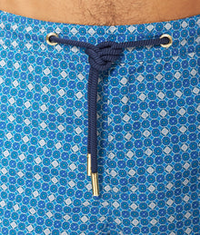 Bulldog Mid-Length Geometric Print Drawcord Swim Shorts | River Blue