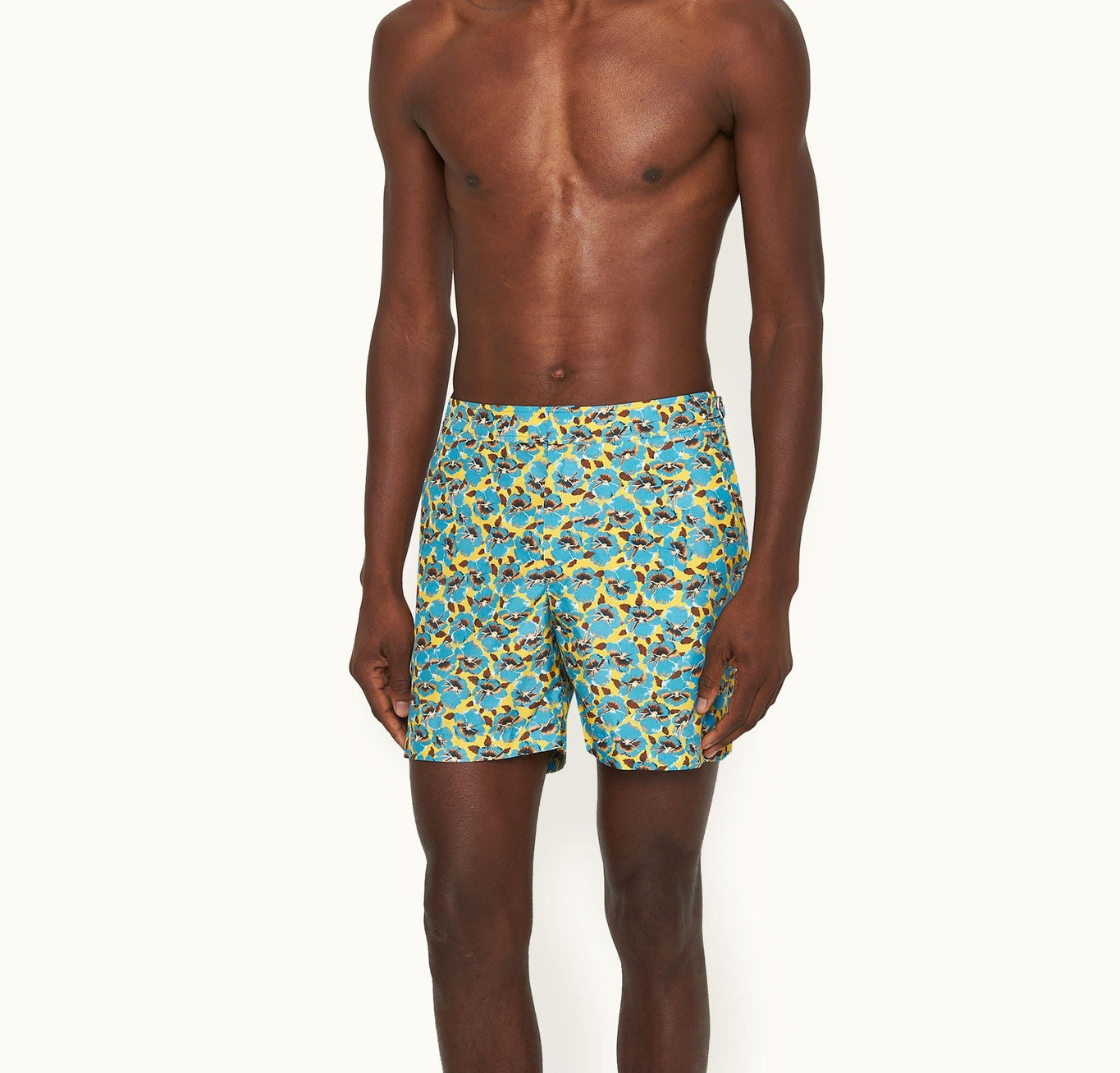 Bulldog Petal Print Mid-Length Swim Shorts | Lemon Meringue