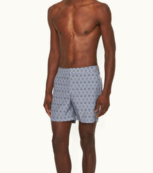 Bulldog Roseate Print Mid-Length Swim Shorts | Azul Blue