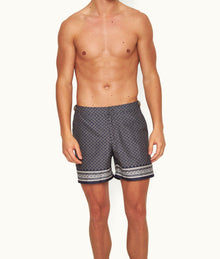 Bulldog Solmio Geo Floral Print Mid-Length Swim Shorts | Night Iris