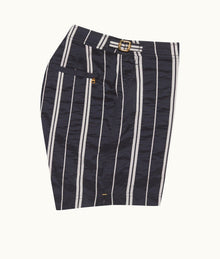 Bulldog Stripe Mid-Length Swim Shorts | Azul Blue/Cashew