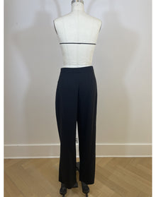 Mid Waisted Wide Legged Front Pleat Pant | Black