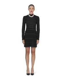 Bracelet Sleeve Turtleneck Knit Aline Mini Dress | Black
