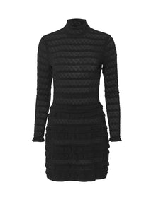 Bracelet Sleeve Turtleneck Knit Aline Mini Dress | Black