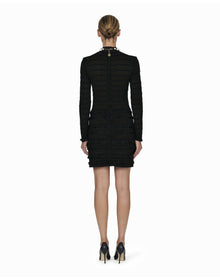 Bracelet Sleeve Turtleneck Knit Aline Mini Dress | Black