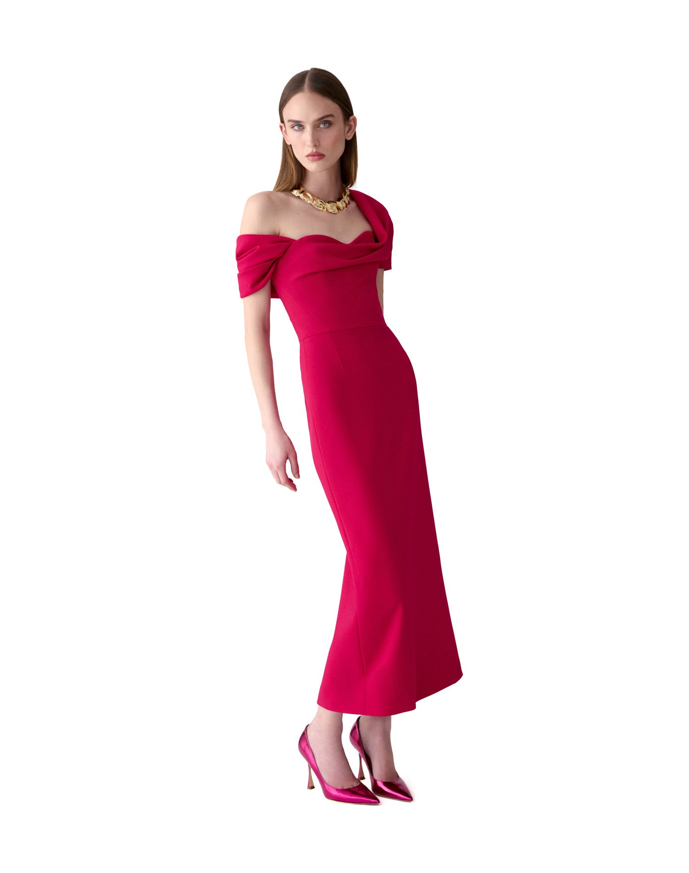 Draped Midi Dress | Claret