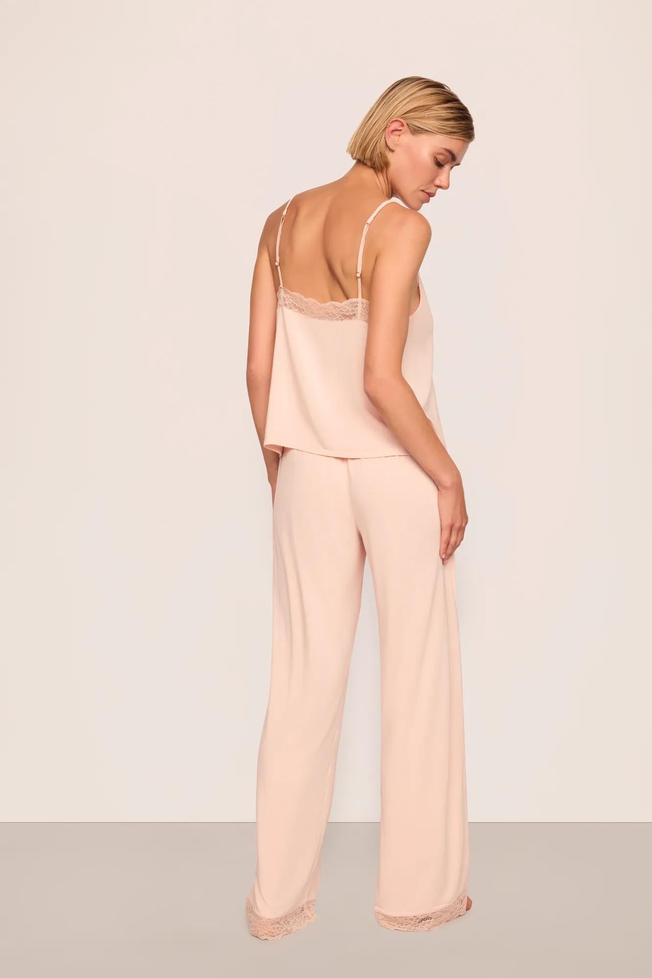 Model is wearing Kari TENCEL Modal Cami & Pant PJ Set  in Tea Rose
