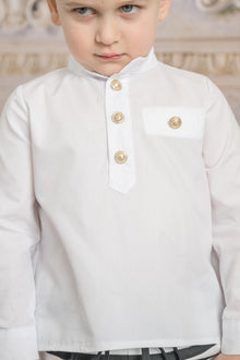 Charlie White Mandarin Collar Shirt | White