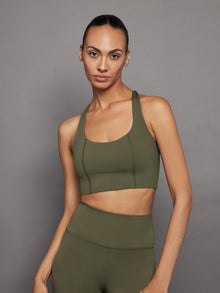 Carbon38 | T Back Bra In Diamond Compression | Olive