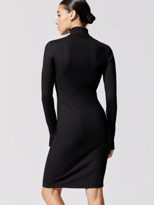 Ribbed Long Sleeve Dress | Black