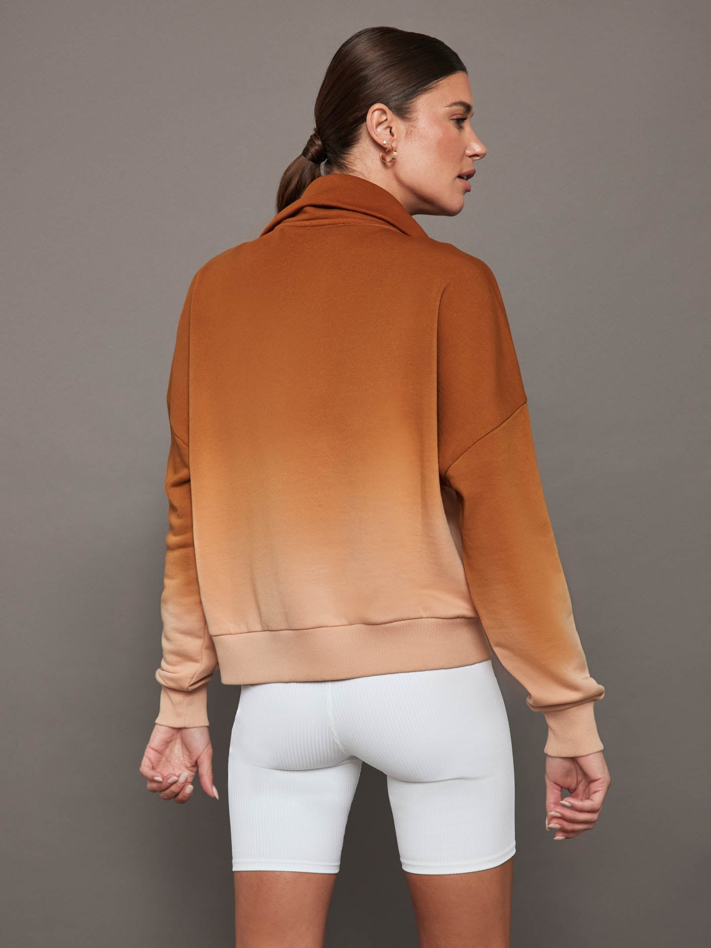 Carbon38 | Ombre French Terry Half Zip / Cactus | Caramel Cafe To Rose Cloud