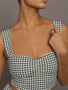 Houndstooth Sports Bra | Ivory / Faded Black